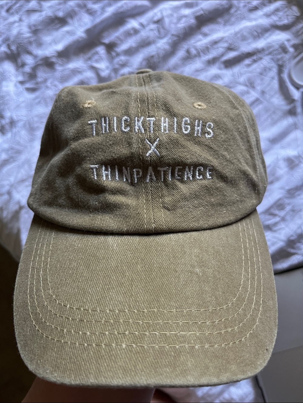 ThickThighs x ThinPatience Khaki Cotton Baseball Cap